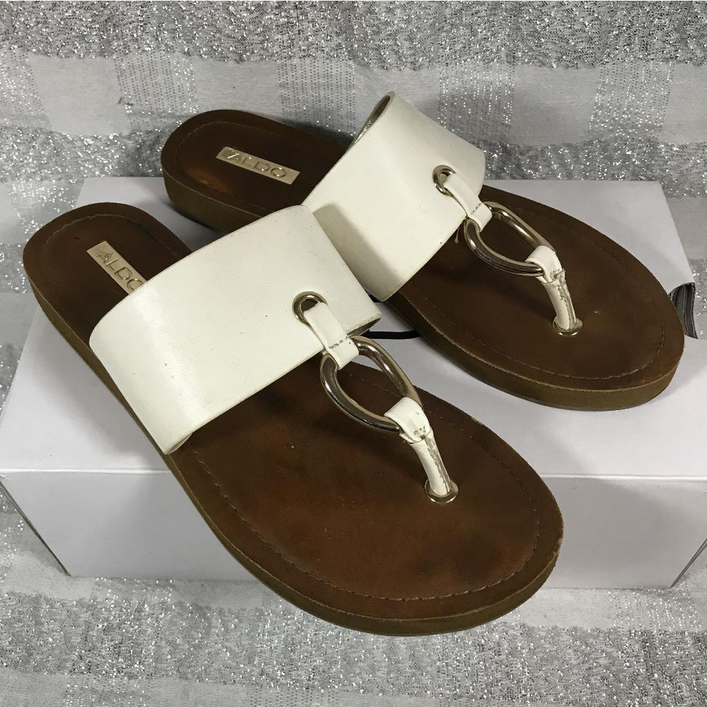 ALDO Aferracien-U Summer Sandals White Flat Sandal Women's Size: 8.5 - Picture 5 of 11